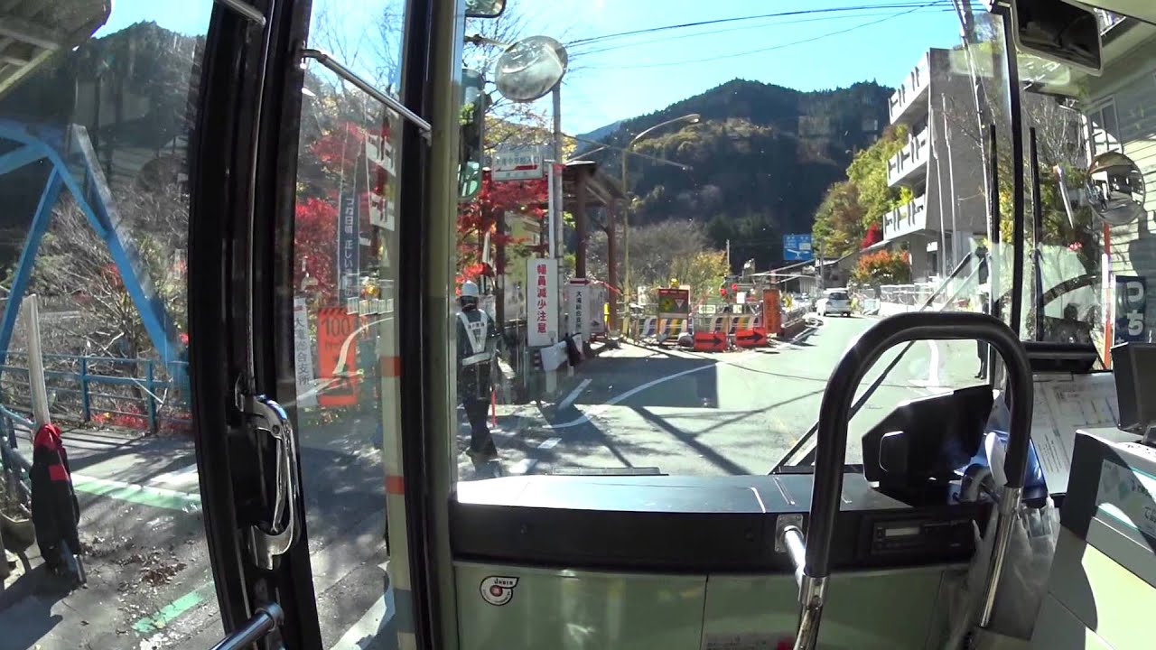 西武観光バス　急行　西武秩父駅→（迂回路）→三峯神社　前面展望