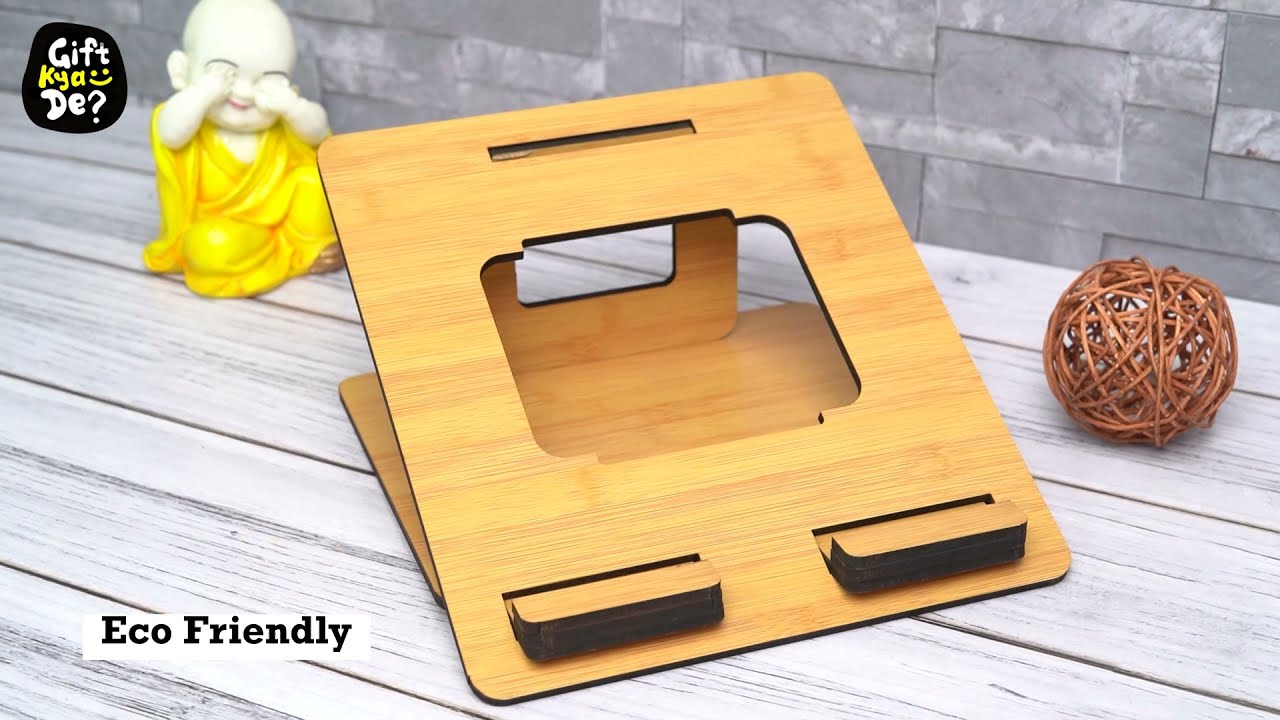 GIFT KYA DE Wooden Laptop Stand (Portable Foldable / Compatible with MacBook / Dell / XPS / Lenovo