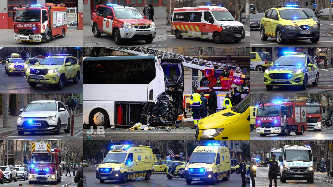 BARCELONA BUS CRASH on AVENIDA DIAGONAL | Emergency Services responding! #1643