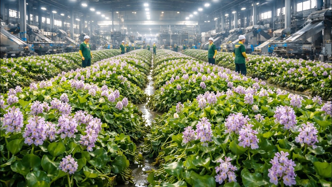 Water Hyacinth Flower Factory Processing & Eco-Friendly Products#WaterHyacinth