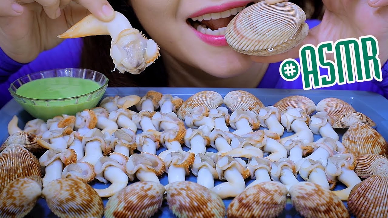 ASMR baby elongate cockle platter, EXTREME CHEWY CRUNCHY EATING SOUNDS | LINH-ASMR