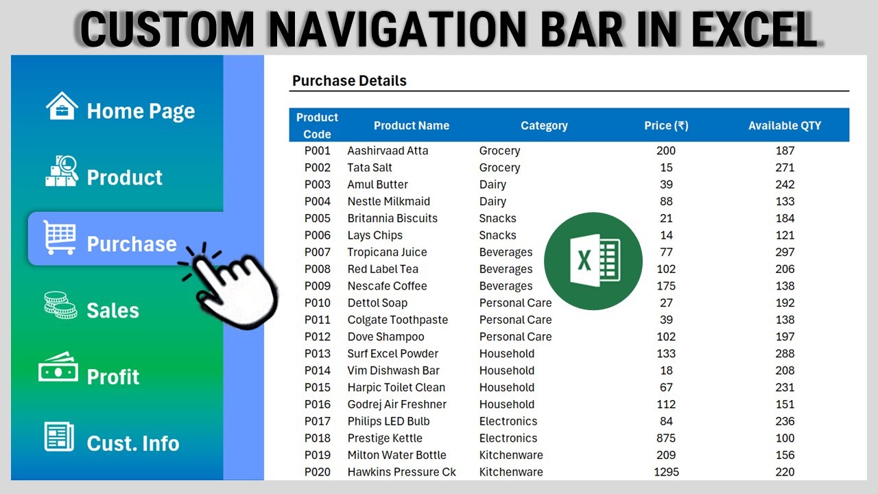 How to Create Custom Navigation Bar in Excel | Easy Side Menu for Sheets