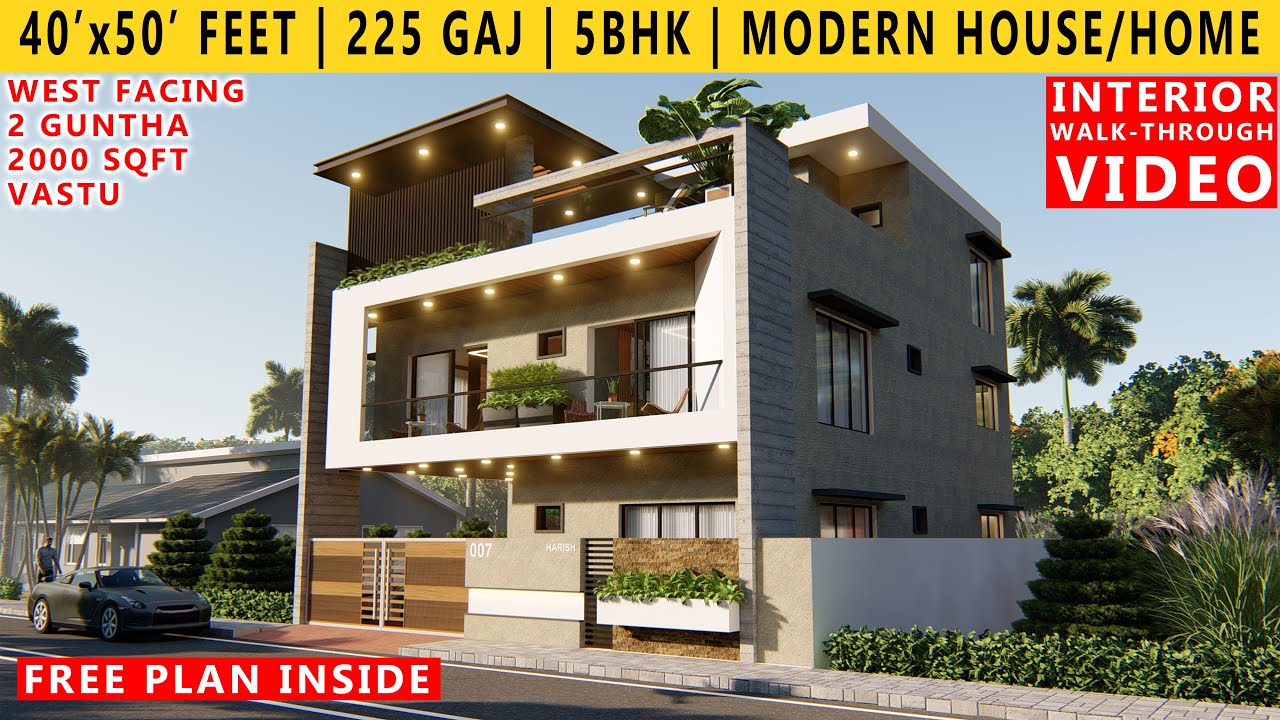 40' x 50' FEET HOUSE DESIGN | 5BHK BUNGALOW  | 225 GAJ | 2000 SQUARE FEET HOUSE PLAN | DUPLEX DESIGN
