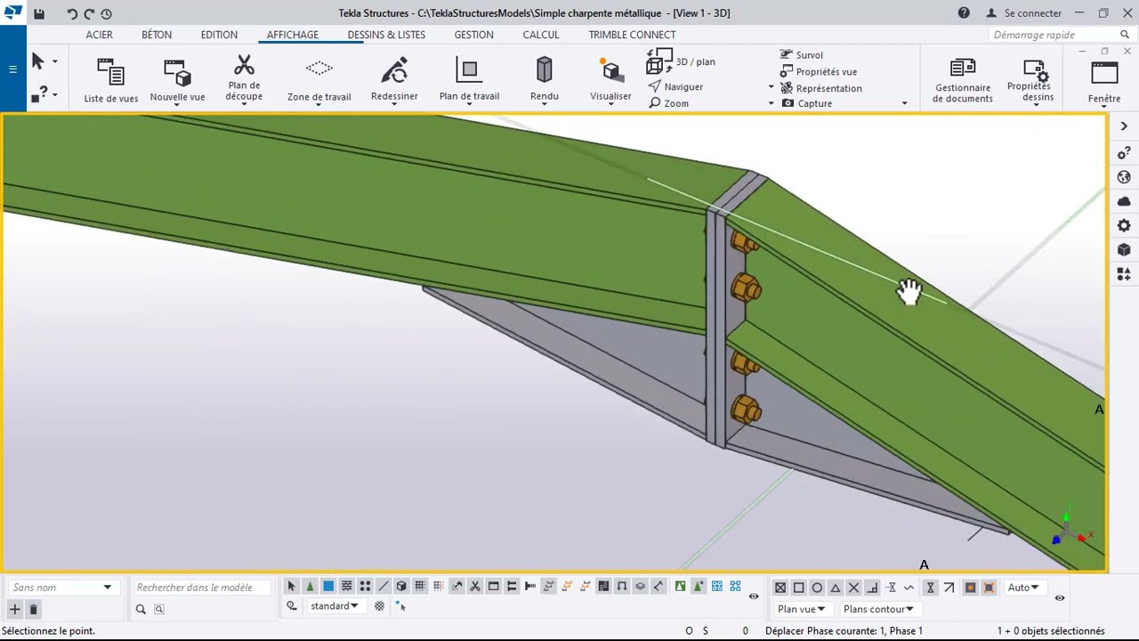 Formation création d'assemblage faîtage portique métallique Tekla Structure.