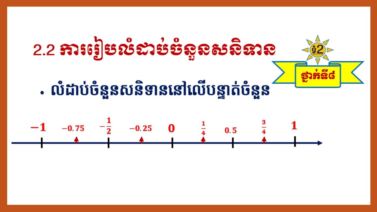 ការរៀបលំដាប់ចំនួនសនិទាននៅលើបន្ទាត់ចំនួន