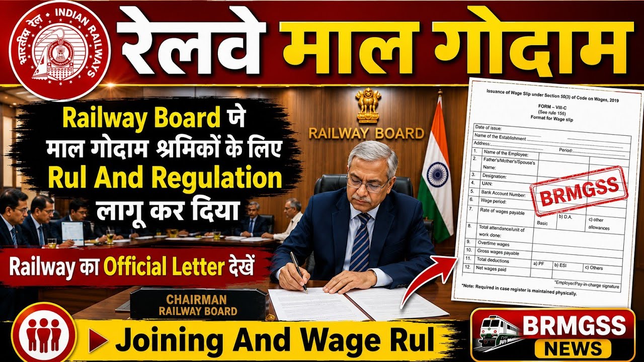 Brmgss | Brmgss Latest News | Railway Board ने Malgodam श्रमिक Rule And Regulation Joining Wage Rule