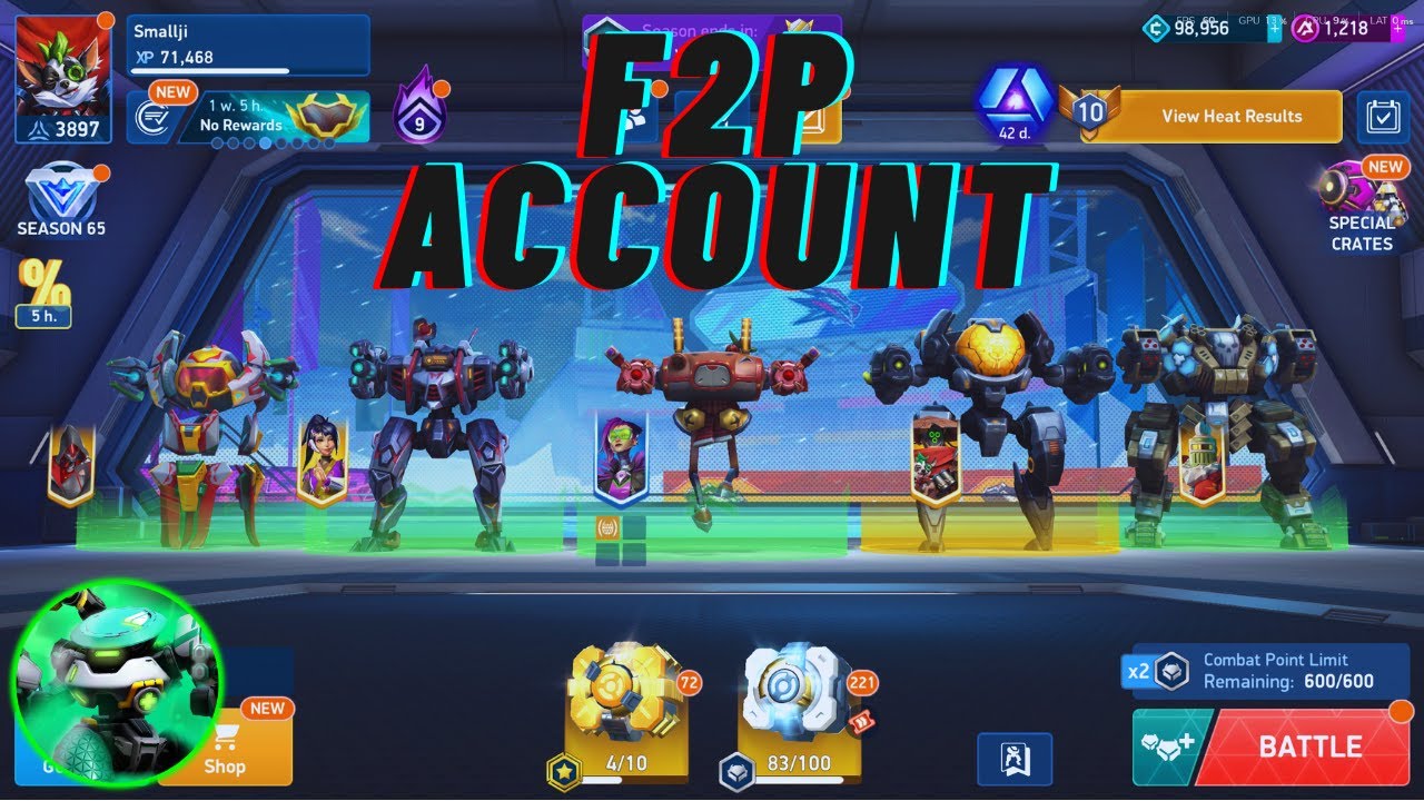 Smallji Grind [ F2P Account ] - Mech Arena Live [English/Spanish]