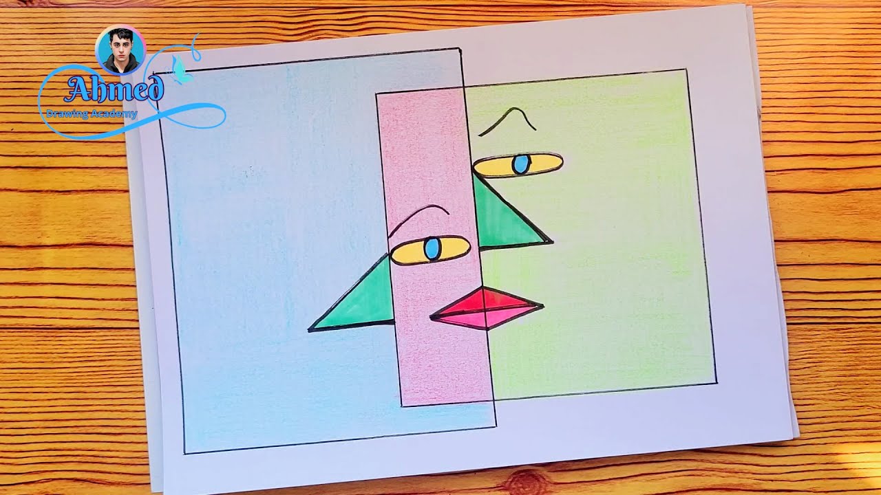 رسم تكعيبي || رسم تكعيبي سهل || رسم المدرسة التكعيبية || رسم الاسلوب التكعيبي || 5