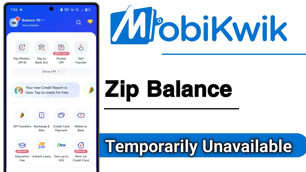 MobiKwik Zip Balance Temporarily Unavailable Problem Solve