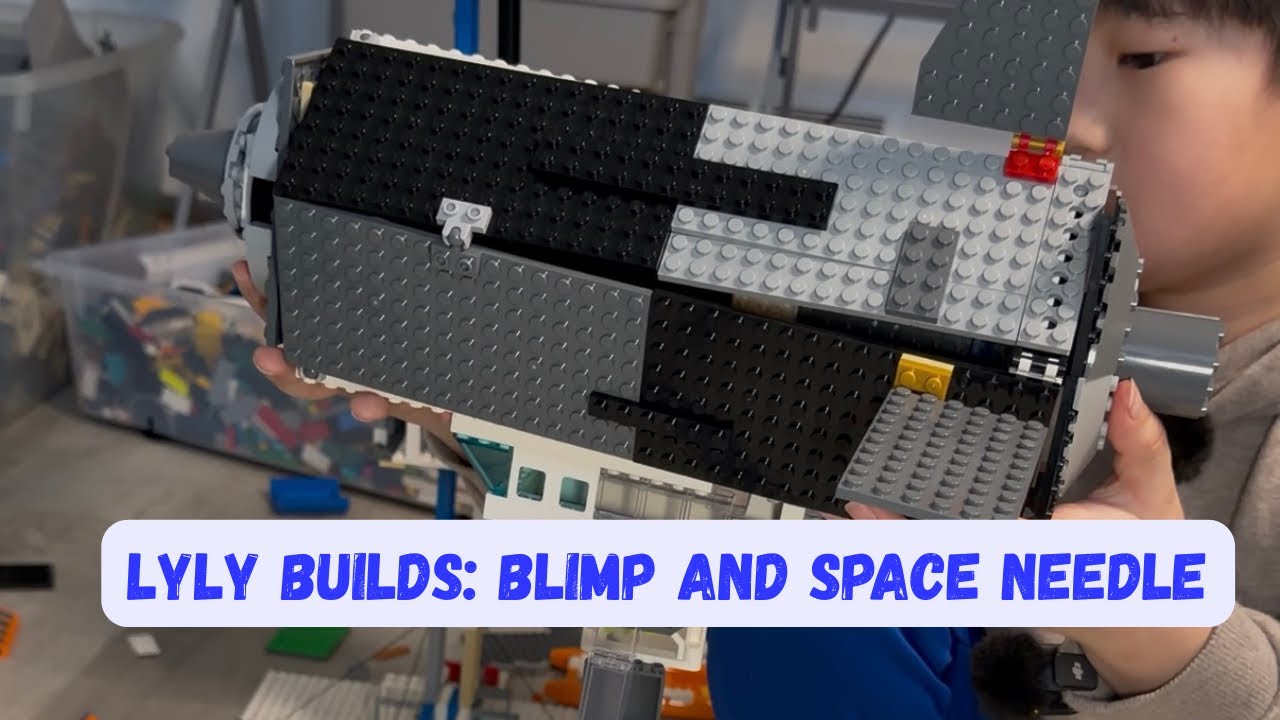 Lego creations with Eliyas. This time he builds a blimp and the Seattle Space Needle. 