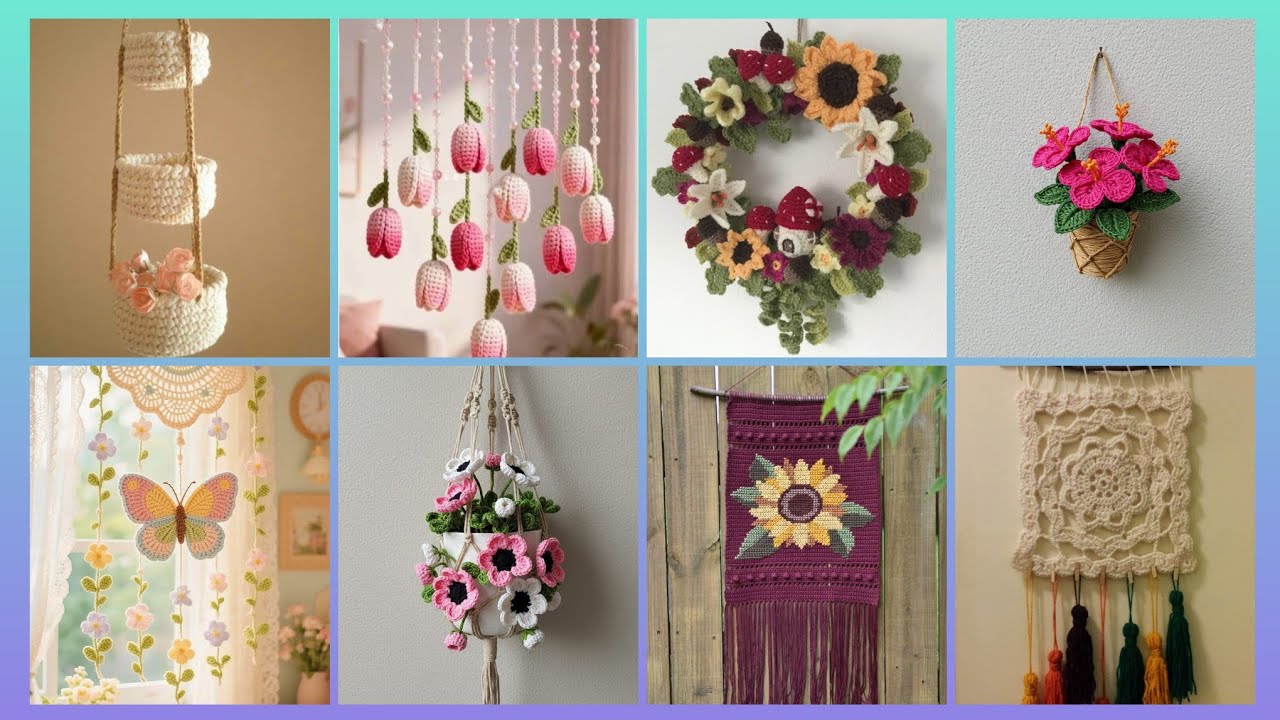 Excellent unique fantastic crochet pattern of handmade wall hanging designs ideas