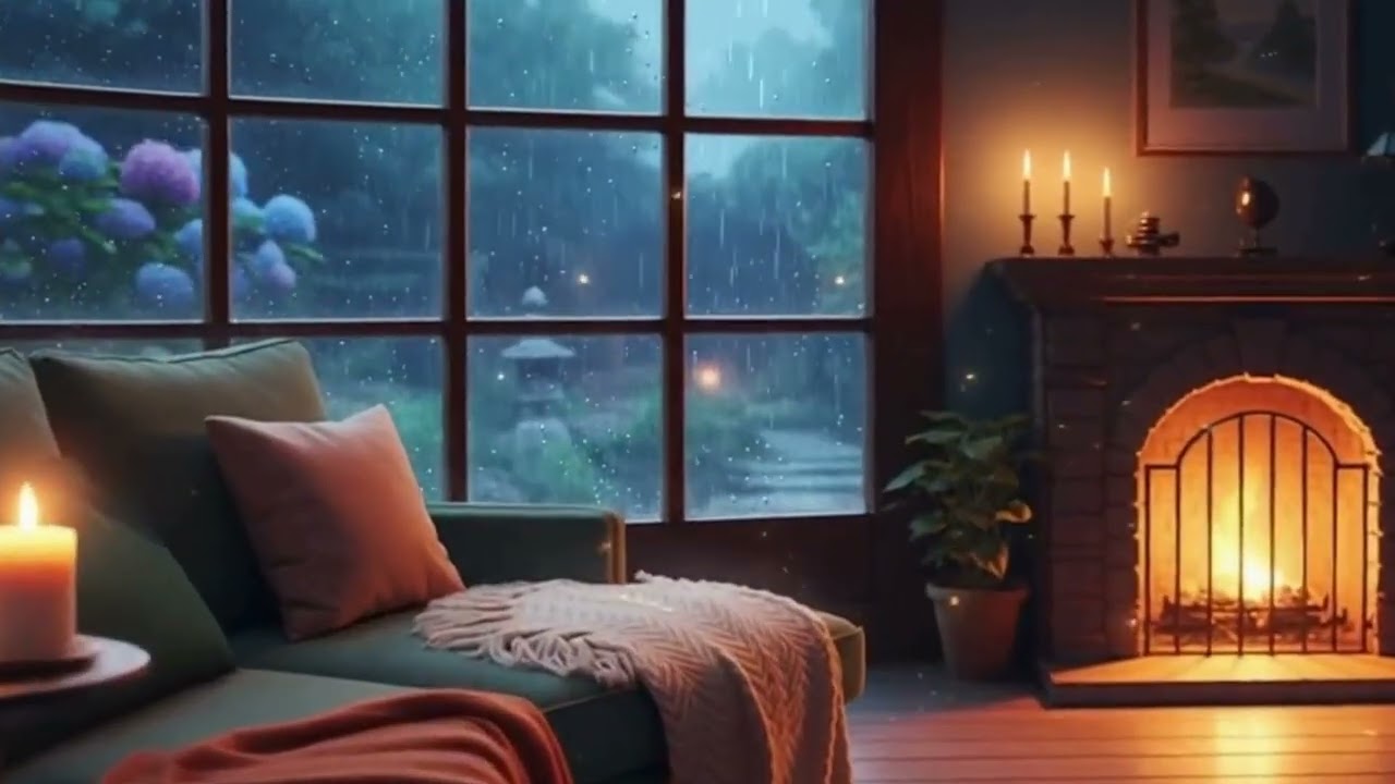 Gentle Rain & Cozy Fireplace | Magical Sleep Ambience | ASMR