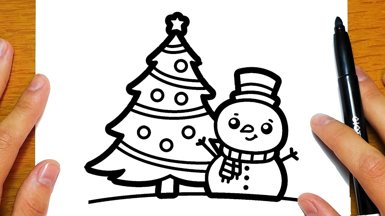 COME DISEGNARE UN ALBERO DI NATALE E UN PUPAZZO DI NEVE  | Disegni facili ed educativi