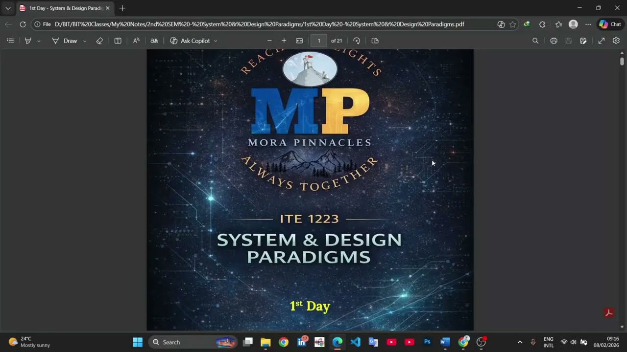 BIT@UoM - 2nd SEM - System & Design Paradigms | 1st Day | Mora Pinnacles