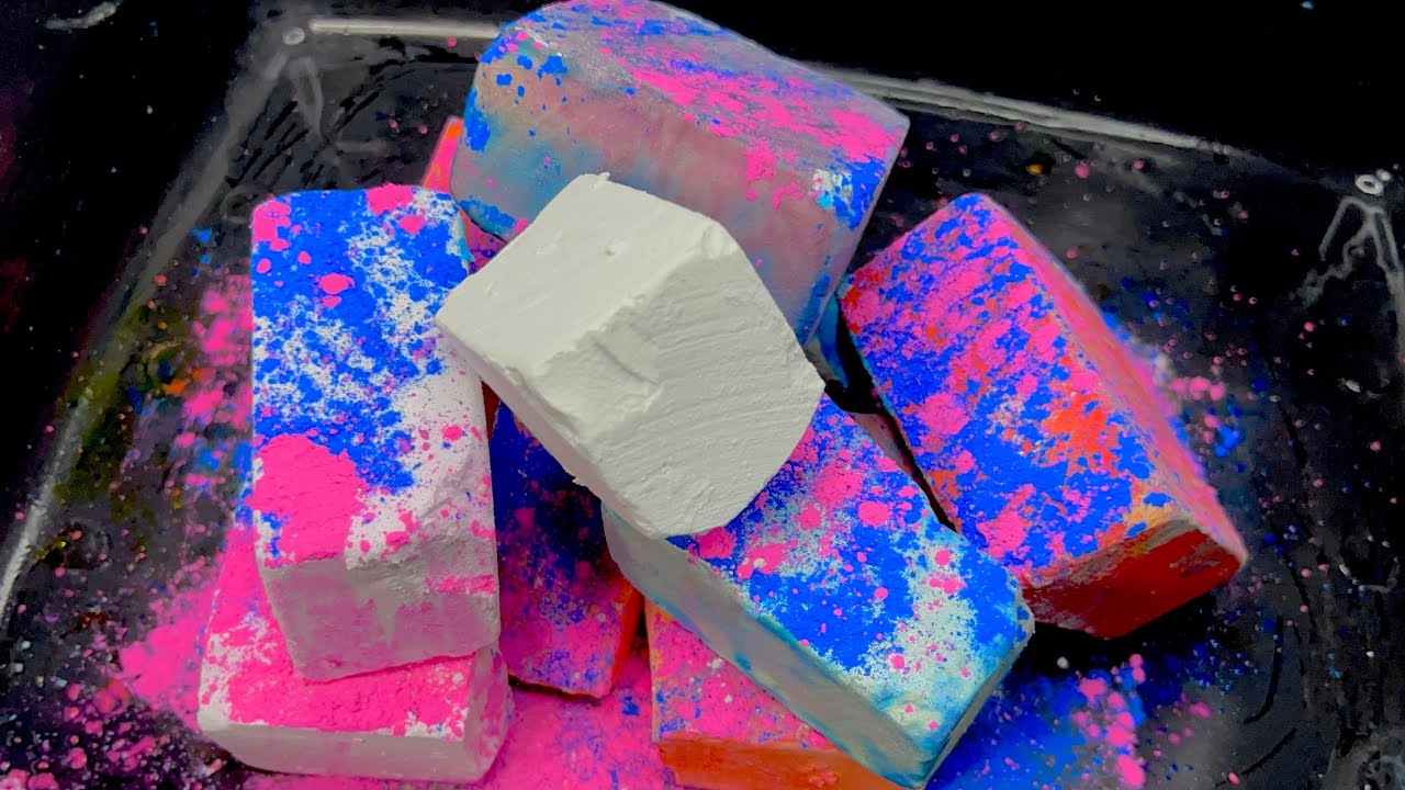 8+ Multicoloured Dyed And Plain Gym Chalk Crumble | Sleep Aid | Satisfying ASMR 2022