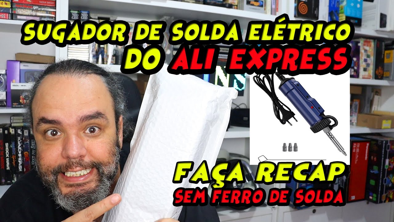 Sugador de solda elétrico do Ali Express - Faça recap sem ferro de solda!  Bem mais fácil e prático