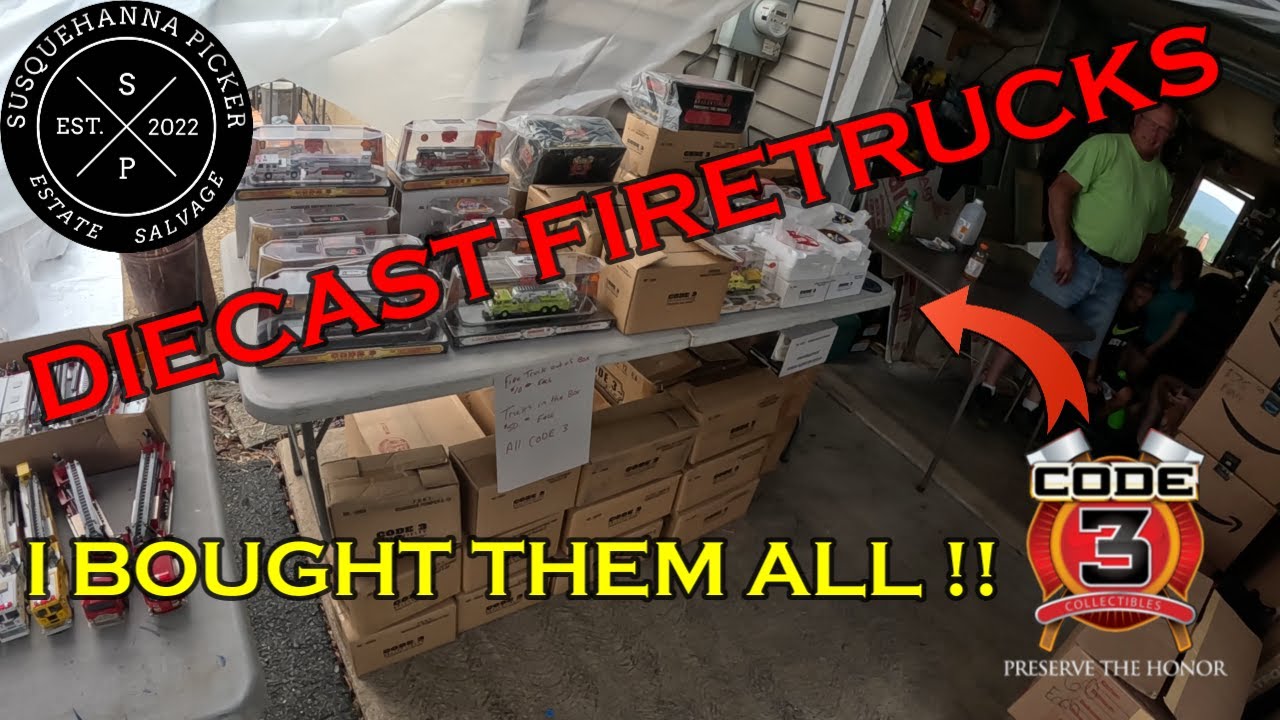 BUYING A COLLECTION OF CODE 3 DIECAST FIRETRUCKS AT A YARD SALE! TIME TO BUY IS WHEN YOU SEE IT!!