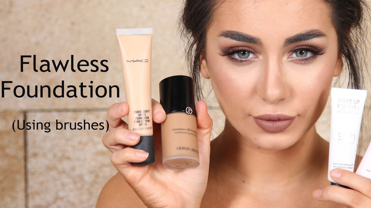 Foundation Routine using Brushes - طريقة وضع كريم الاساس بالفرشاة