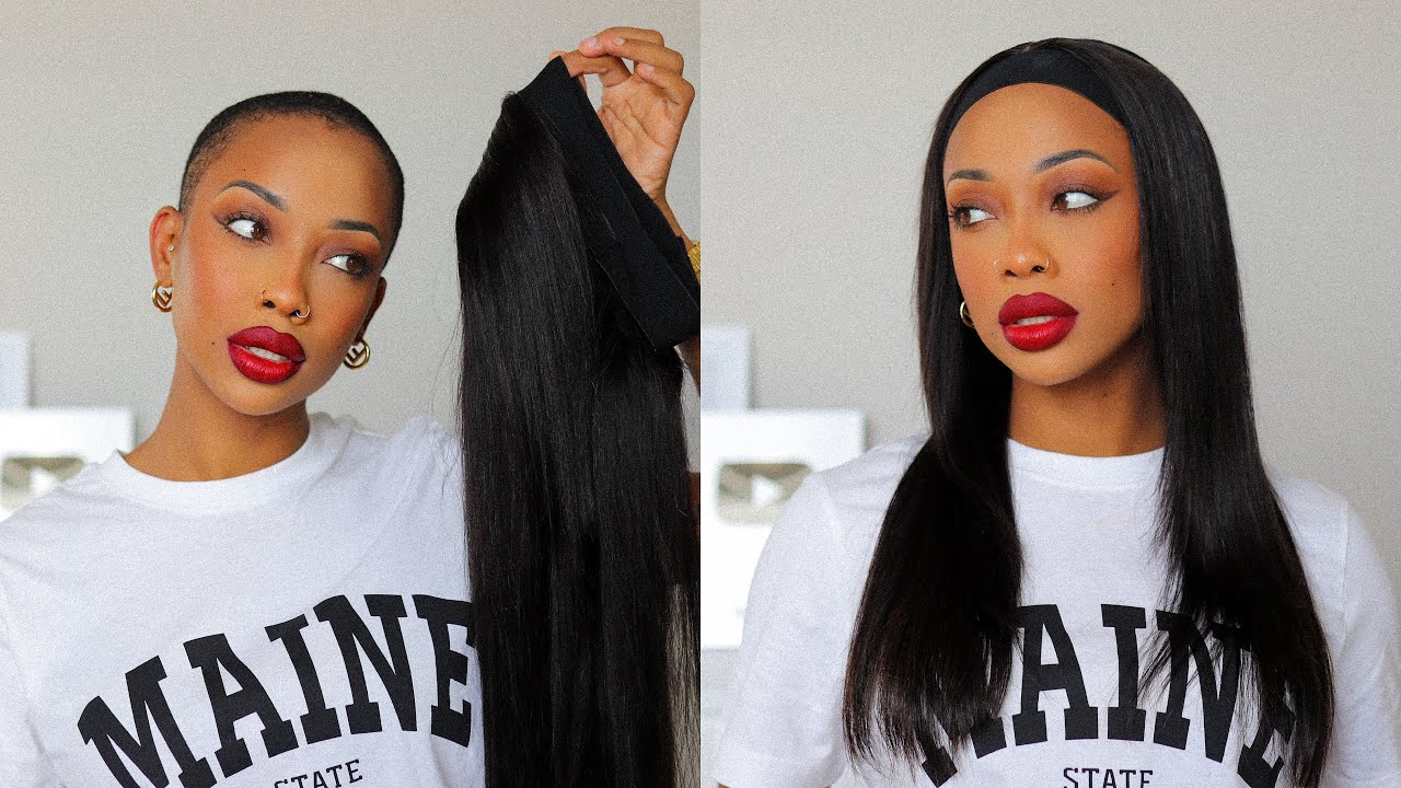 👩🏽‍🦲TRYING A HEADBAND WIG WHILE BALD! NEW* 4X4 LACE CLOSURE HEADBANDWIG-Ft YGWigs