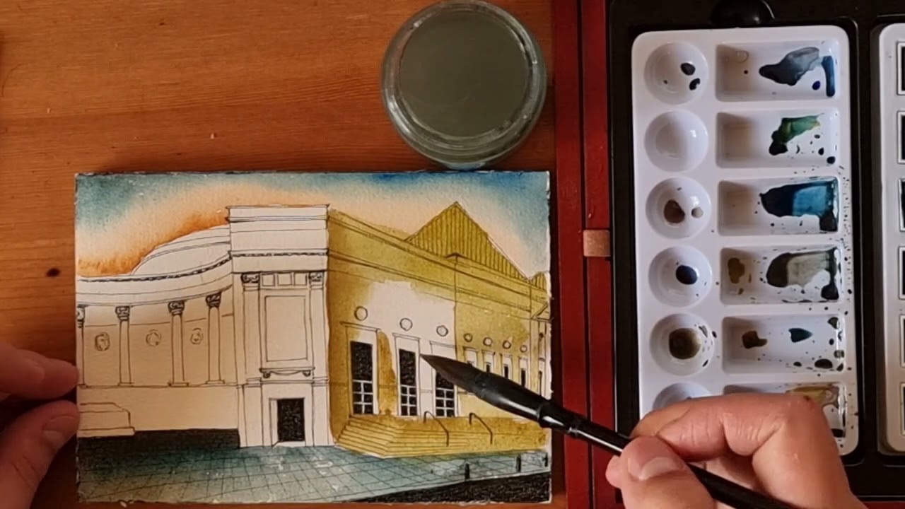 Aberdeen Art Gallery. /Watercolour painting process