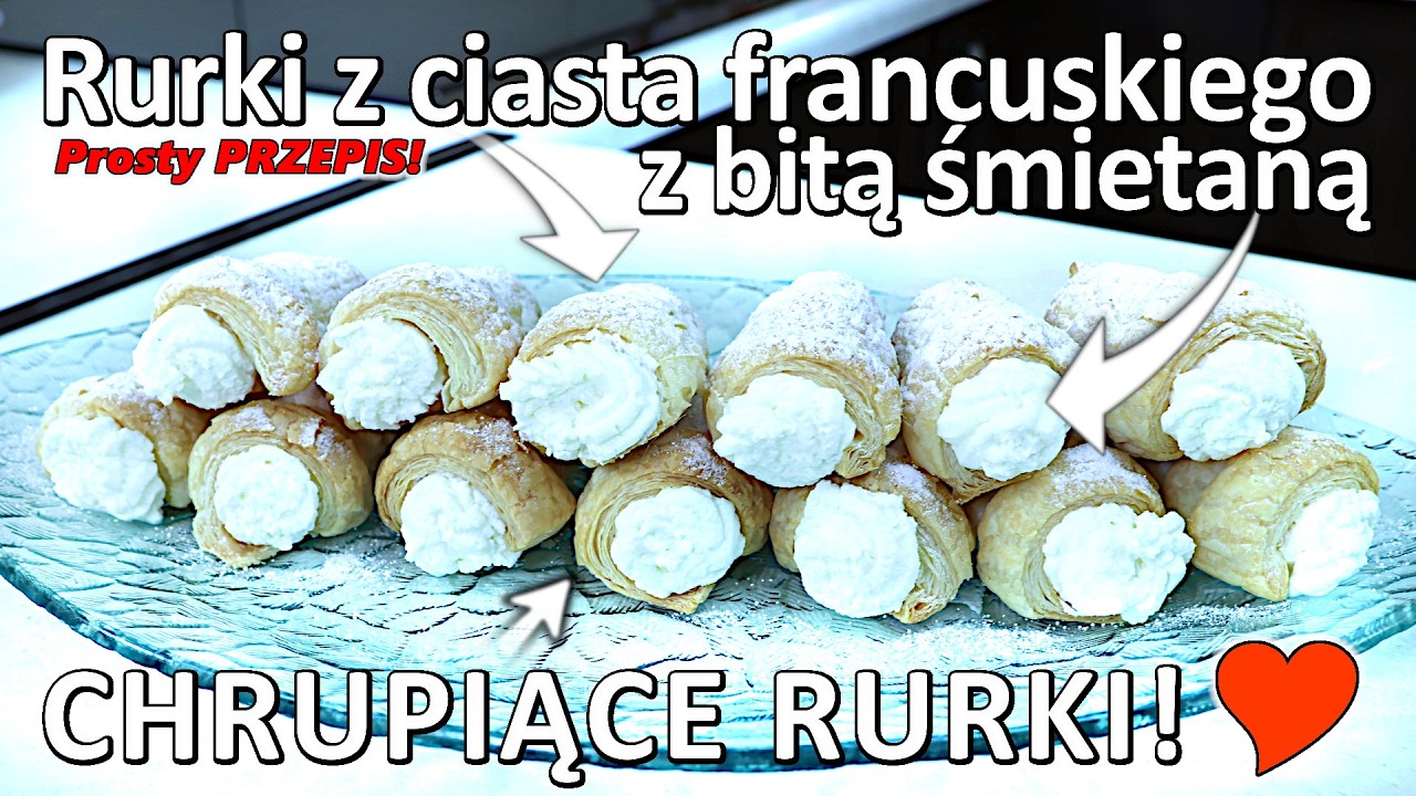 Rurki z kremem jak z cukierni 😍 Prosty przepis z ciasta francuskiego.