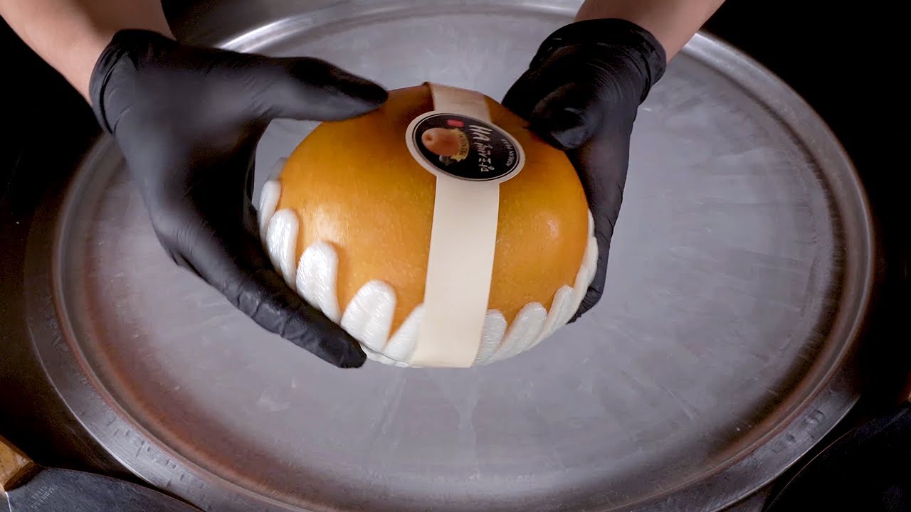 ASMR - Pear Ice Cream Rolls | how to make Ice Cream out of a Pear - relaxing Sound Food Video