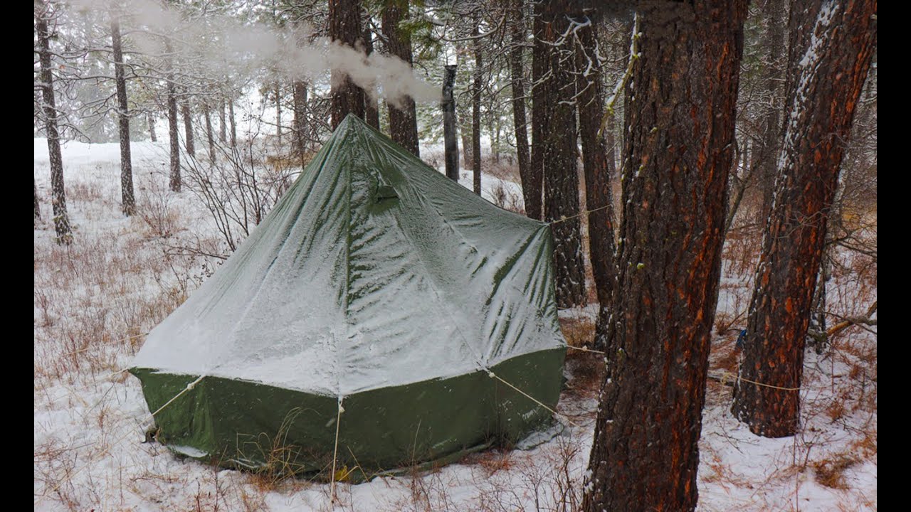 Winter Hot Tent, 4 F° SNOW Storm (COMFORTABLE)