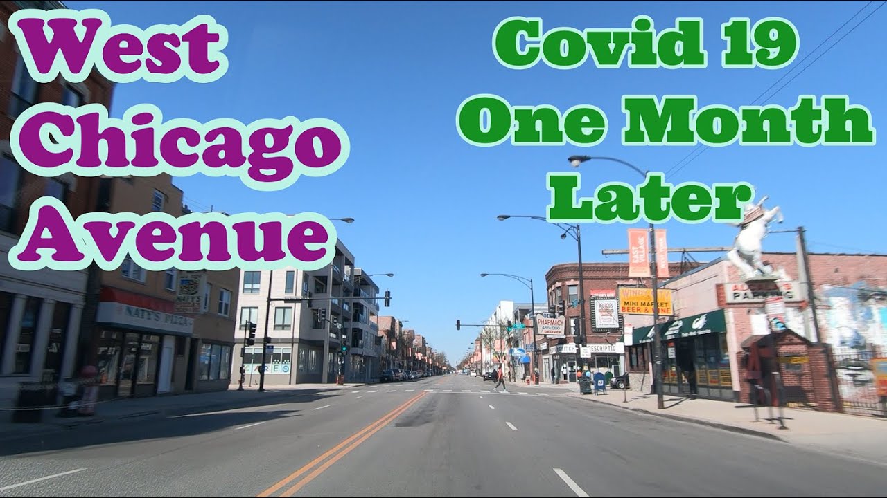 West Chicago Avenue driving to Westside Chicago during Covid 19 crisis.