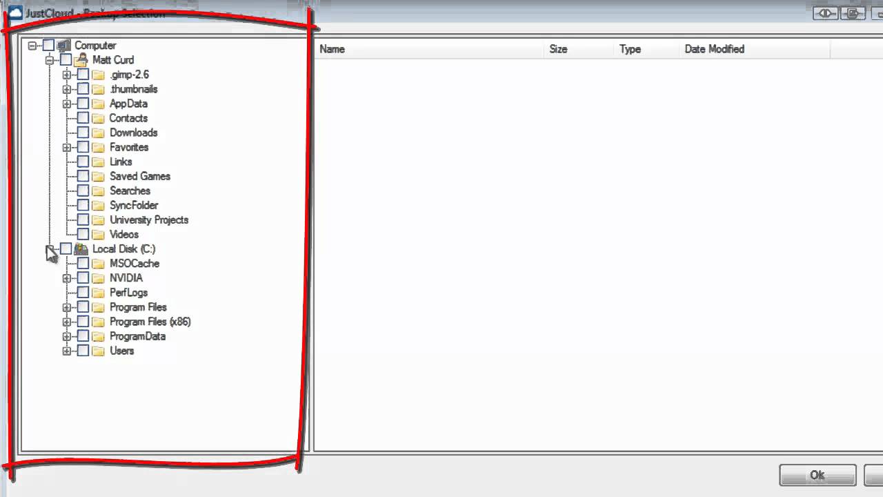 Just Cloud Help , How to Select Files for Backup