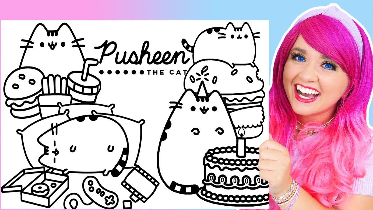 Coloring Pusheen Snacks, Cake & Food Coloring Pages | Markers