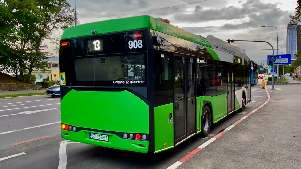 Calatorie cu Solaris Urbino 12 Electric #908 - SB 76 SBT pe linia 13