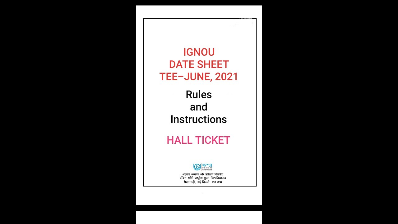 #IGNOU #Datesheet- June,2021 Term-end exam.Instructions & hall ticket.#hallticket#ignouTEE#ignouexam