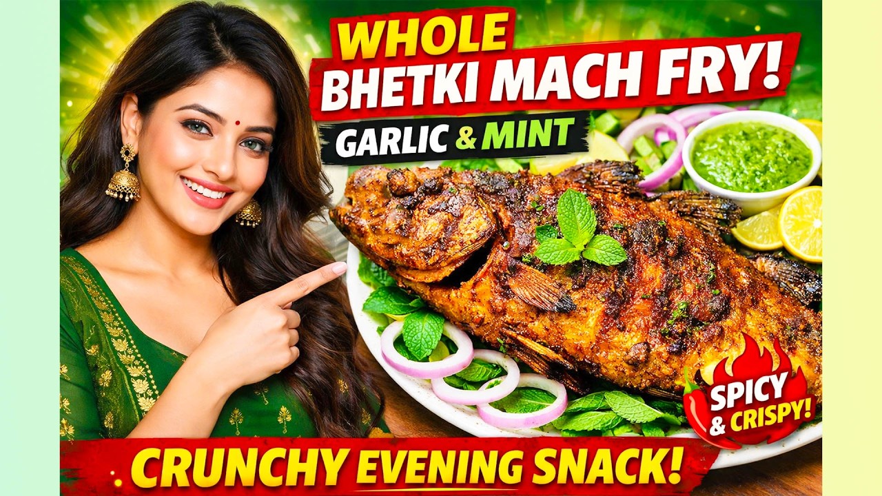 Spicy Garlic Pudina Fish Fry | Bhetki Fish Fry with Garlic & Mint | Crunchy Evening Snack