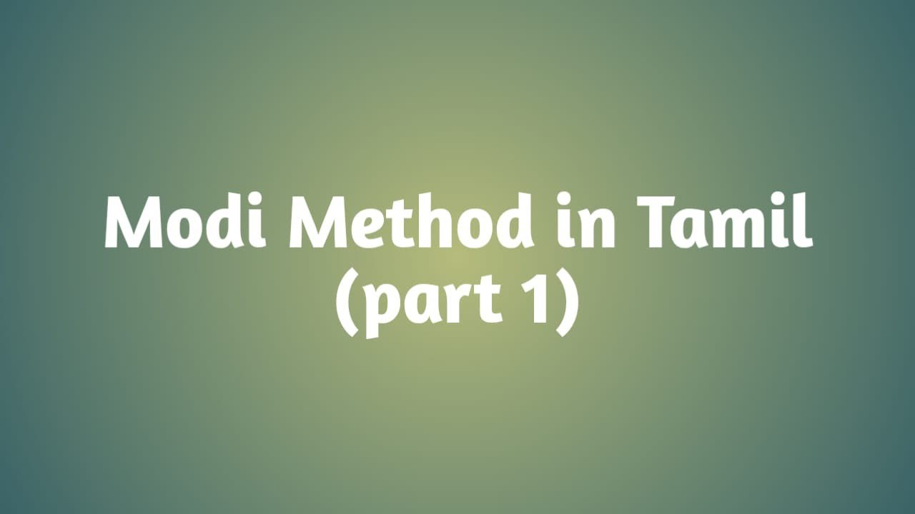 Modi Method in Tamil (part 1)
