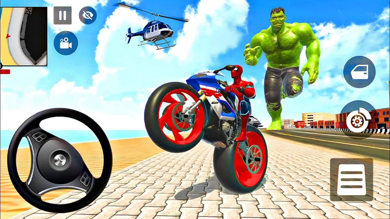 🦚 Indian Thift Auto🔥The Biggest Spiderman & Hulk 3D Game- Lot's of Police Car 🌟 Monster Car & Bike 