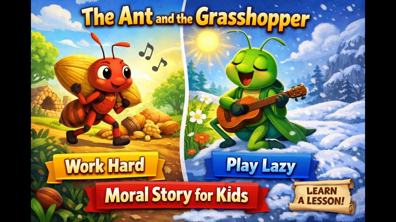The Ant & The Grasshopper Story 🐞 | Kids Moral Stories in English | Life Lessons