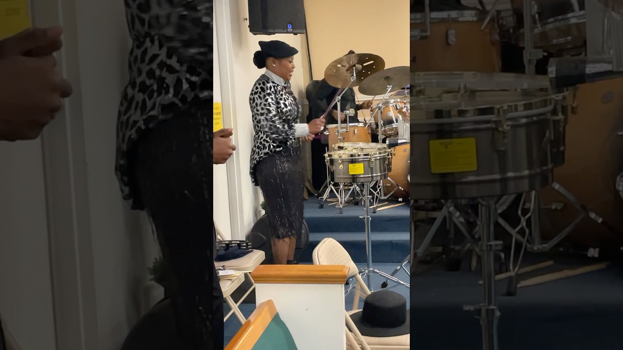 Two Great Drummers Vibin&rsquo; Together! Auntie on the Timbales & Nephew on the Drums praising God​🔥🔥🔥