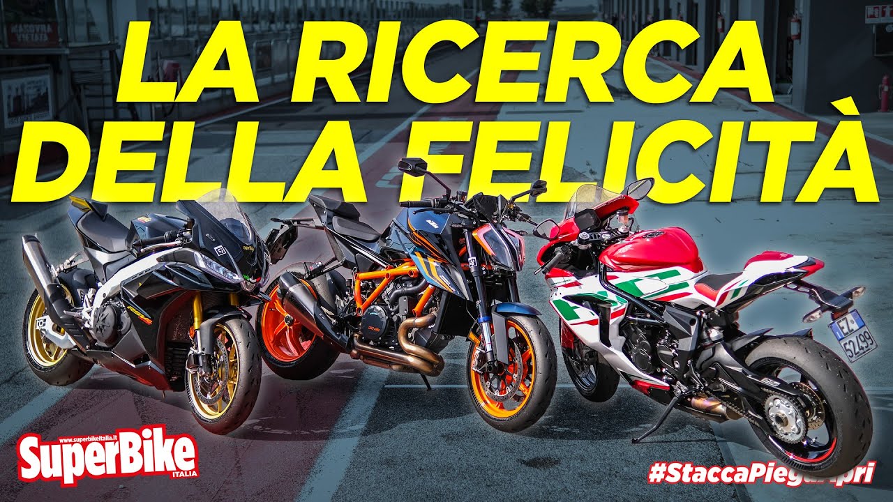 PURO DIVERTIMENTO IN PISTA! RSV4 Factory vs Super Duke Evo vs F3 RC: SBK vs Hypernaked vs Supersport