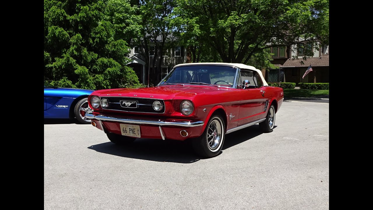 1966 Ford Mustang Convertible in Red paint & 289 Engine Start Up on My Car Story with Lou Costabile