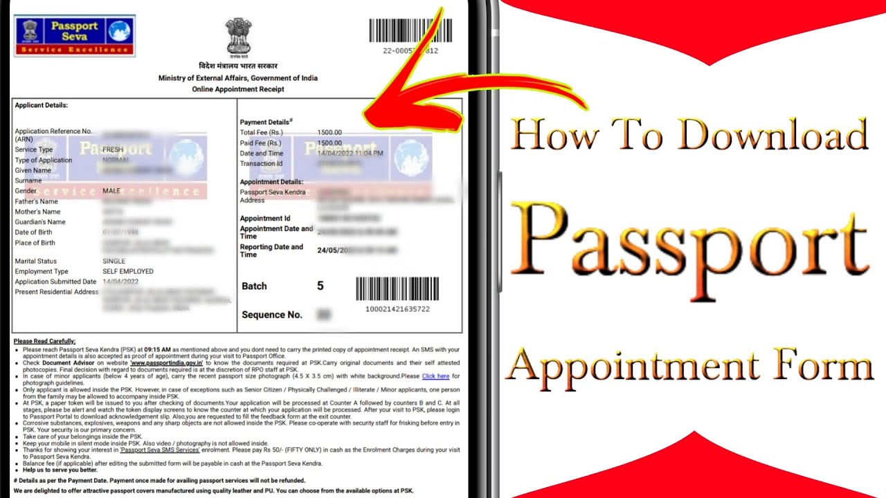 How To Download Passport Appointment Form In PDF | 2022 | MRF Technical Facility.