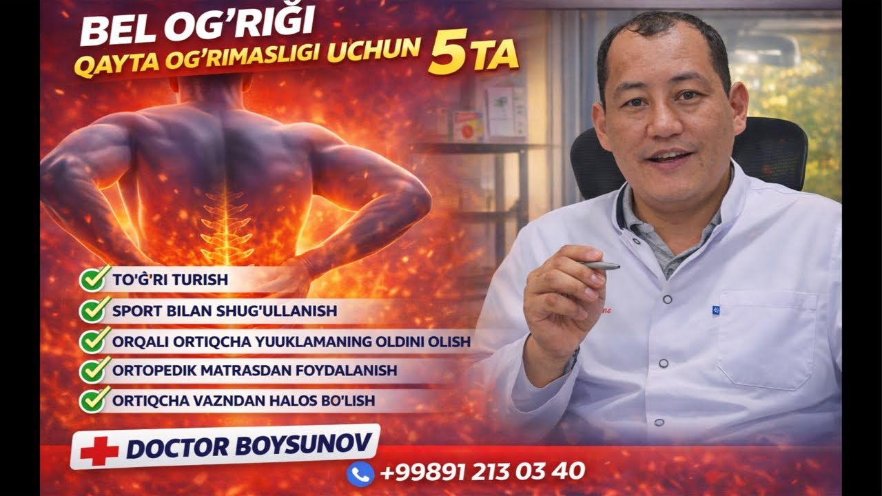 DR BOYSUNOV Bel grijasi qayta og’rimasligi uchun 5 ta qoida.