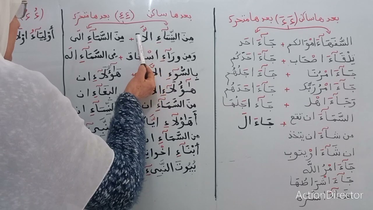 التطبيق العملى على ألفاظ الهمز المزدوج من كلمتين متفقين في الحركة بالوجهان