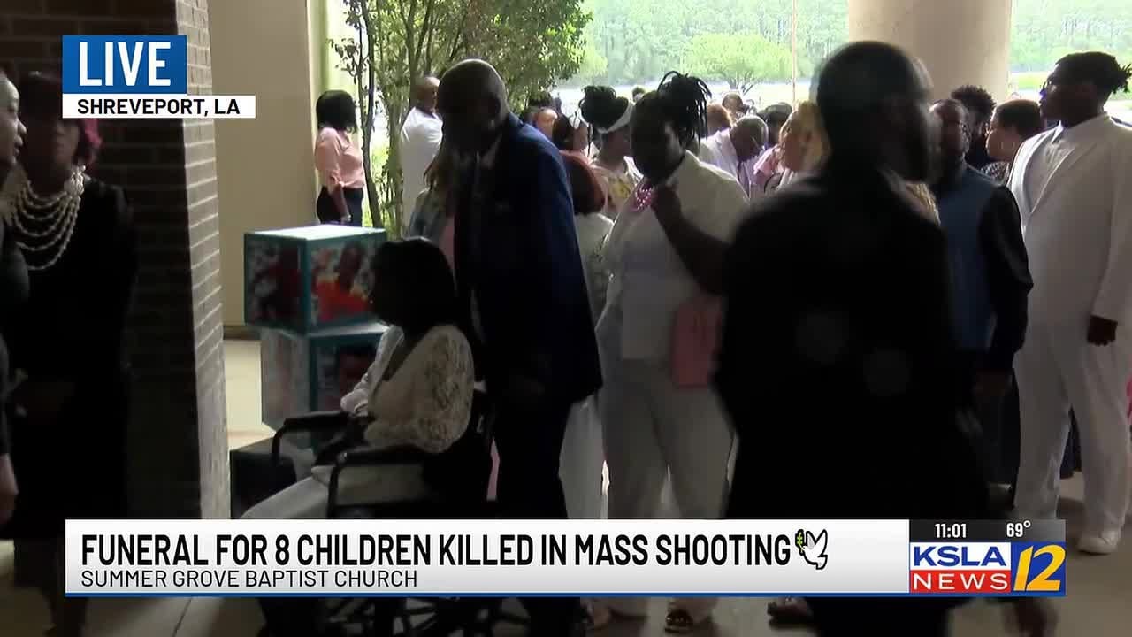Mothers / survivors from April 19 mass shooting entering church