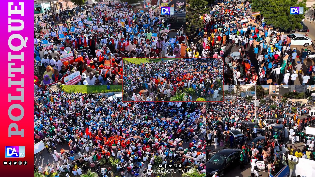 Marche FRD - Des vues a&eacute;riennes incroyables : Dakar se soul&egrave;ve, une foule immense envahit les rues !