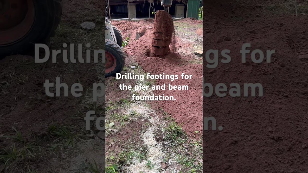 Drilling Footings for Pier & Beam Foundation #footing #foundation #homeaddition