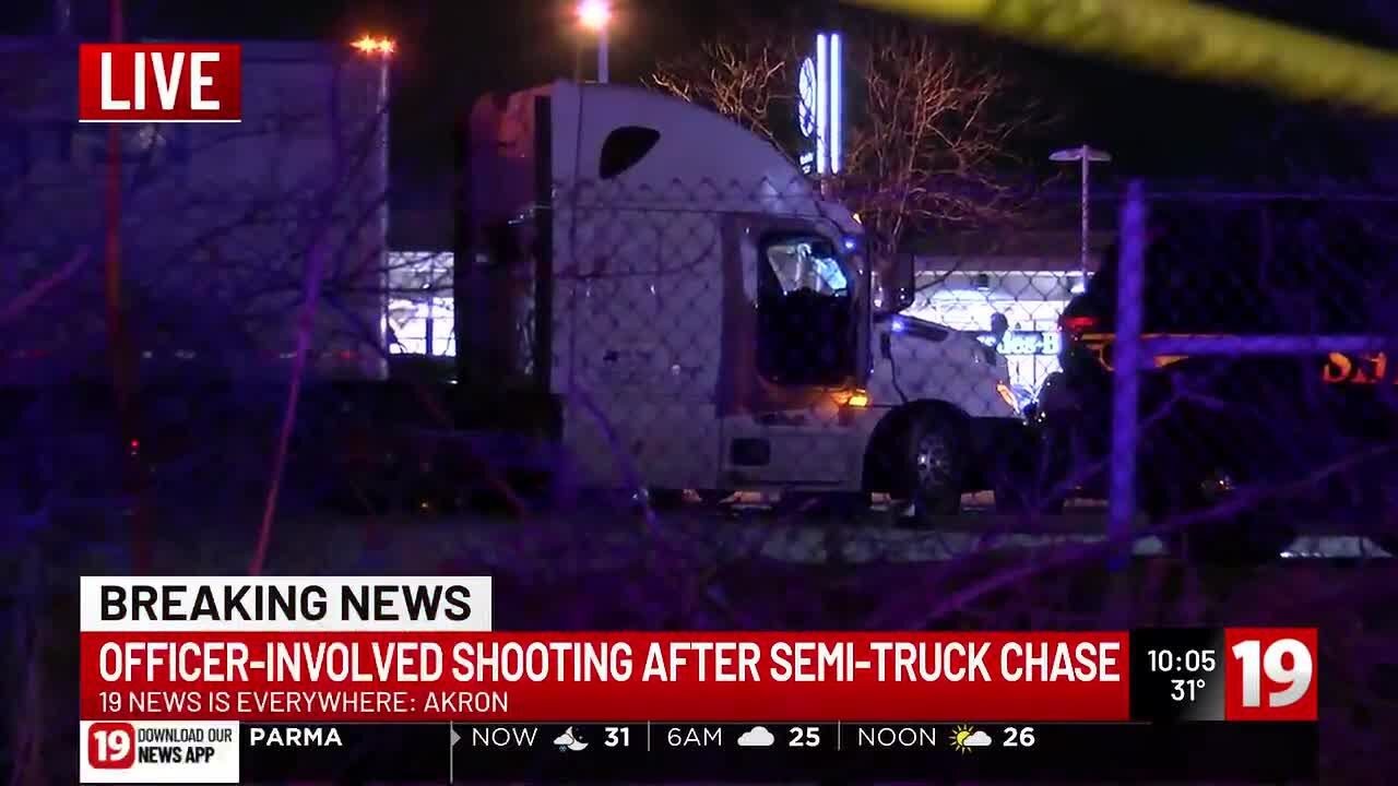 Officer-involved shooting occurs after semi-truck chase ends in Akron