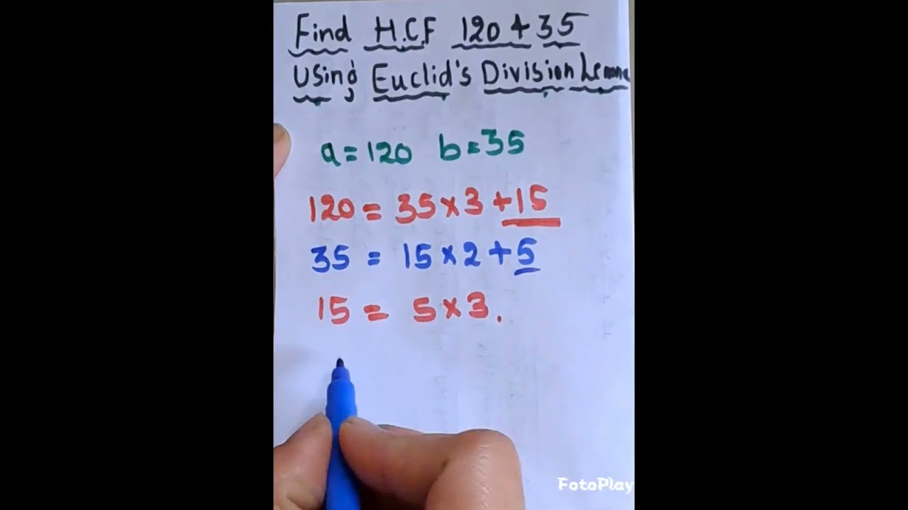#euclid's division lemma on problem #120 & 35 find H.C.F #shorts #maths #shortsvideo