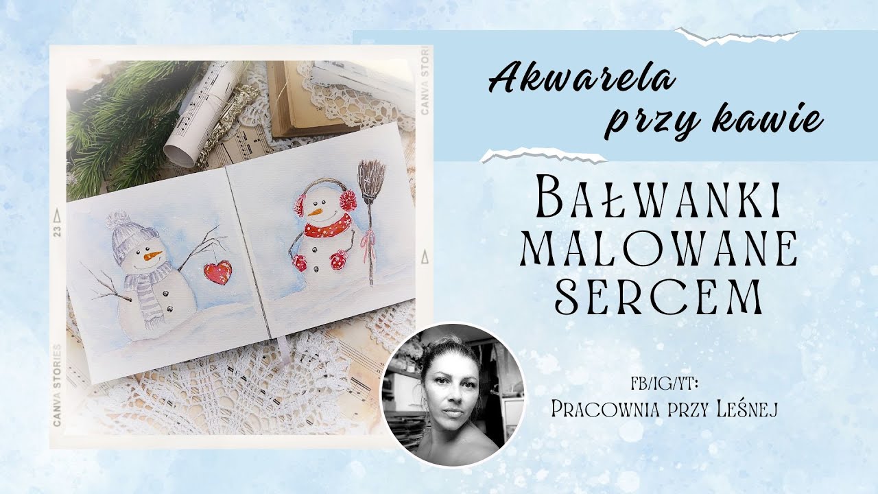 AKWARELA PRZY KAWIE - Bałwanki malowane sercem #akwarela #watercolor #snowman