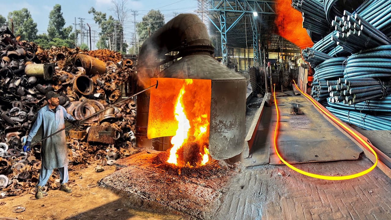 The process of Making and Manufacturing iron Rod from old Scrap.