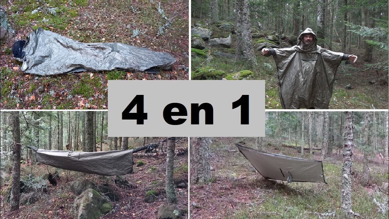 HIDEOUT THERMO -  BUSHMEN - 4 fonctions : sursac, poncho, tarp et protection pour hamac.